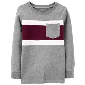 OshKosh Boys Thick Colorblock Striped Pocket Tee Shirt